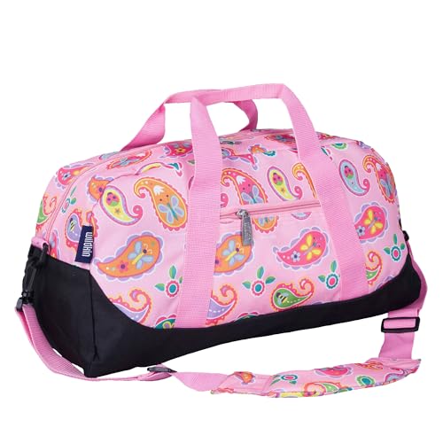 Image of Wildkin Kids Overnighter Duffel Bag - Carry-On Travel Bag for School & Sleepovers, Lightweight, Durable, Boys & Girls Ages 4-15 - Paisley