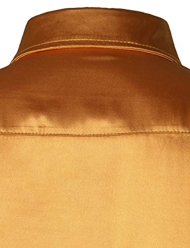 Image of ZEROYAA Men's Luxury Printed Silk Like Satin Button Down Dress Shirt for Party Prom