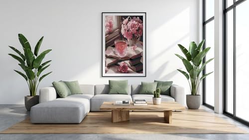 Image of Books and Flowers Stamped Cross Stitch Kits,Flower Embroidery Starter Kit for Adult Beginners, 11CT Cross-Stitch Patterns Dimensions Kit Arts,Needlepoint Kit Crafts for Home Decor 15.7x11.8 inch