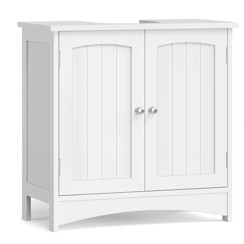 VASAGLE Meuble sous Lavabo, avec 2 Portes, Meuble sous Vasque, Étagère Réglable, Beaucoup...