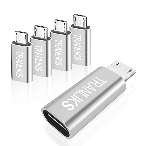 TRANLIKS 5 Pack Adaptateurs USB Type C Femelle vers Micro USB mâle Convient pour la Charge et Le Transfert de Données - Argent