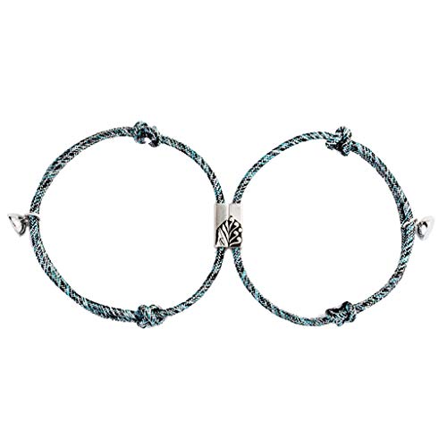 Preisvergleich Produktbild Wanfor Freundschaftsband, geflochtenes Distanzpaar, magnetisches Armband, 2 Stück