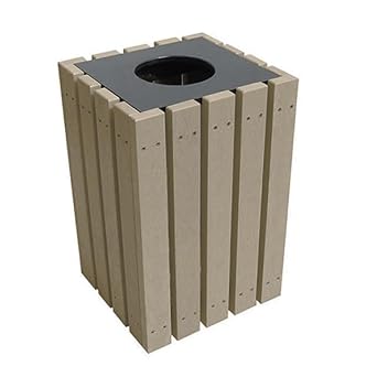 22 Gallon Sand Recycled Plastic Wood Outdoor Trash Can Recepticle Made of 100% Recycled HDPE