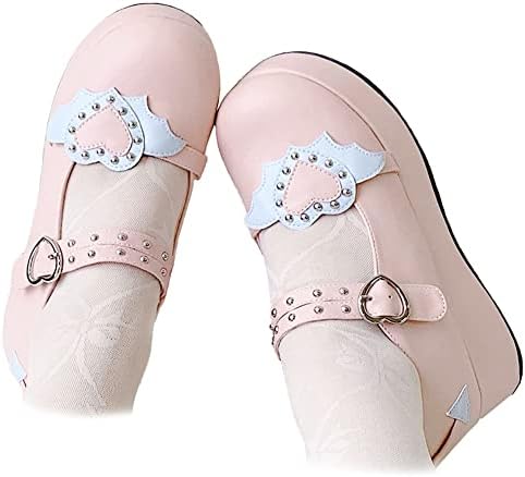 Amazon.com | CELNEPHO Mary Jane Shoes for Women,Sweet Heart Round Toe Ankle Strap Chain Lolita 