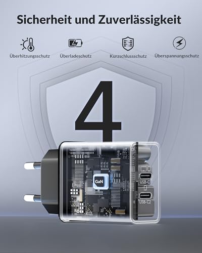 45W 2-Port USB C Schnellladegerät 2M Schnellladekabel für Samsung, 2Pack – Ansicht 4