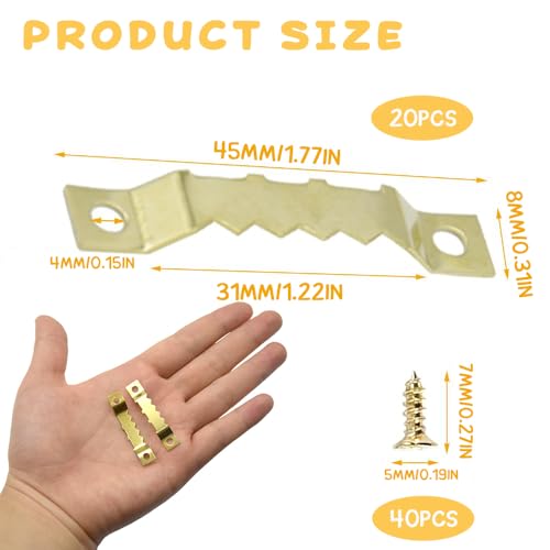 20 Sägezahn-Bildaufhänger inkl. 40 Schrauben – Stabil für Holz-/Keilrahmen, Wände in Haus & Büro