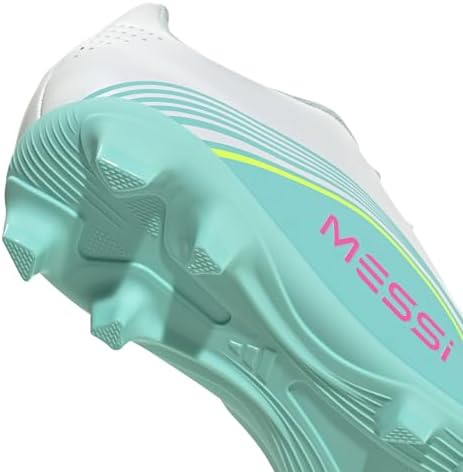 adidas Unisex-Kids F50 Messi Club Firm Ground/Multi Ground J, White/Lucid Pink/Flash Aqua, 13 — view 6