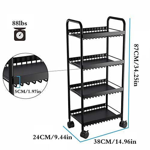 Covaodq 4-Tier Storage Cart Utility Rolling Cart With Wheel For Bathrooms, Kitchen, Bedrooms, Laundry Room #TOP4