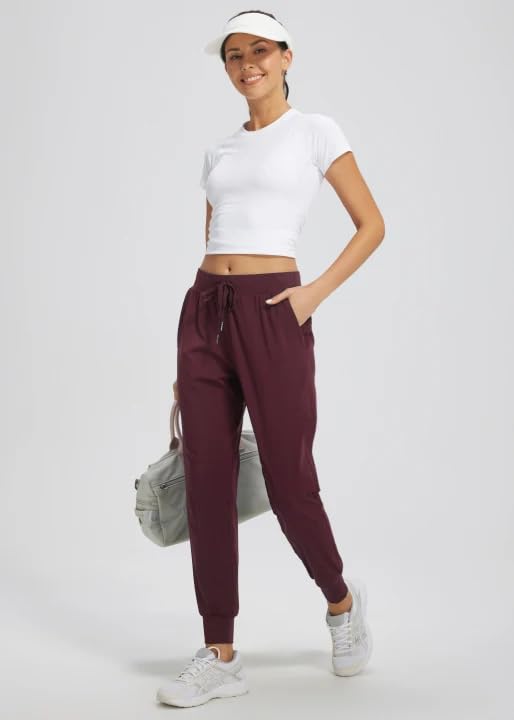 Image of Libin Women's Joggers Pants Athletic Casual Sweatpants Petite /Regular /Tall | Running, Workout, Gym, Yoga, Lounge, Travel, Golf Clothes with Pockets, 4 way stretch, Tapered, Dance Trousers