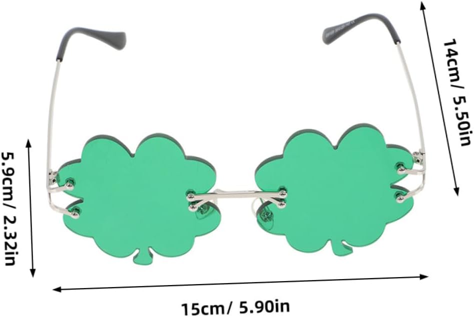 LIOOBO 1Pair Rimless Sunglasses with Shamrock Design for St Day Parties Lightweight Comfortable for Photos and Parades Fun Holiday Accessory for Men