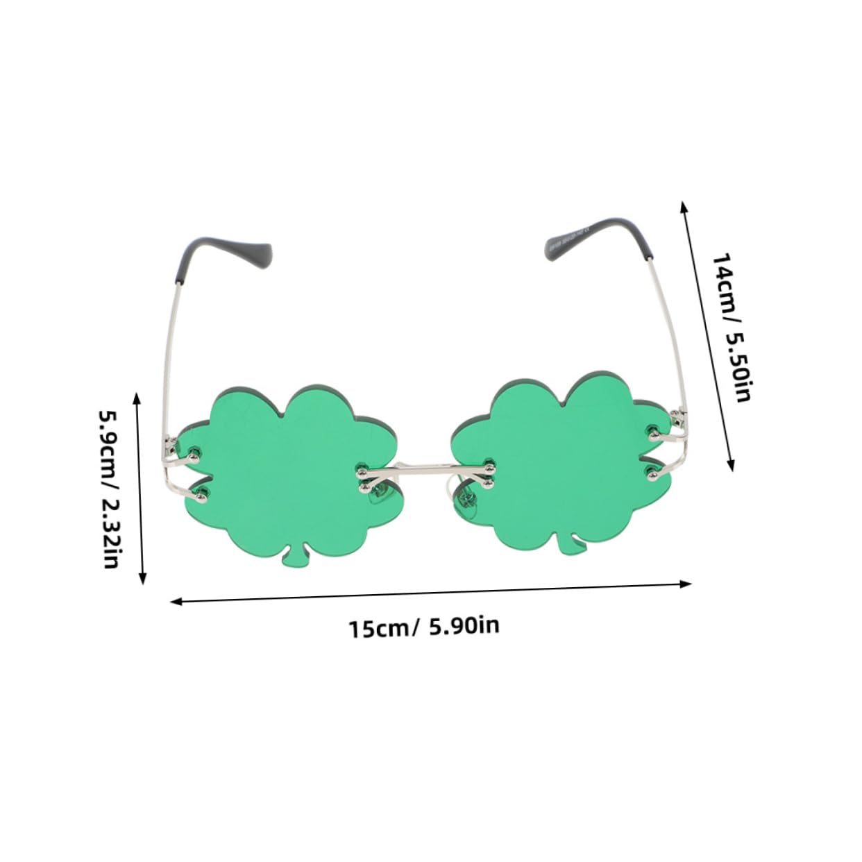LIOOBO 1Pair Rimless Sunglasses with Shamrock Design for St Day Parties Lightweight Comfortable for Photos and Parades Fun Holiday Accessory for Men