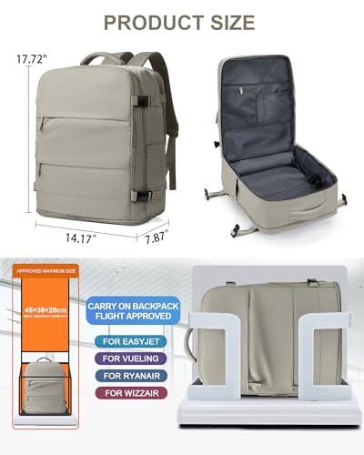 Image of coowoz Large Travel Backpack Carry On for Women Man Waterproof Gym Backpacks with Laptop Compartment Mochila de Viaje Teacher Personal Item Backpack Rucksack Airplane Accessories Must Haves(Brown)