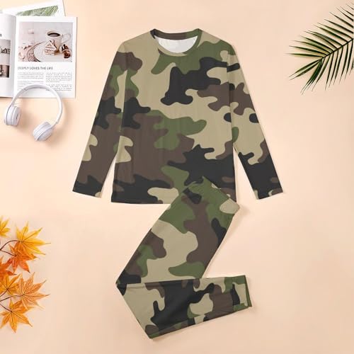 Men's Pajama Suit Army Camo Green Sleepwear Long Sleeve Top & Bottom Pant Loungewear PJ Set Cozy Nightwear3