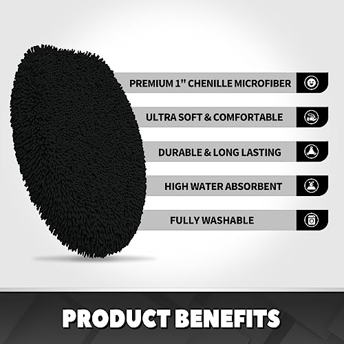 TREETONE Ultra Soft Chenille Bathroom Toilet Lid Cover, 19x21 Inches, Black by TREETONE - Used condition - Image 4