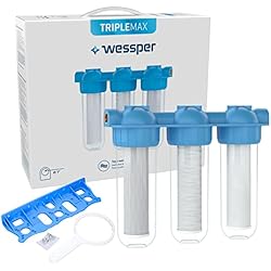 Prefiltro Descalcificador Wessper Filtro de agua 3-Etapas (¾´´) Filtro de sedimentos Carbón activado