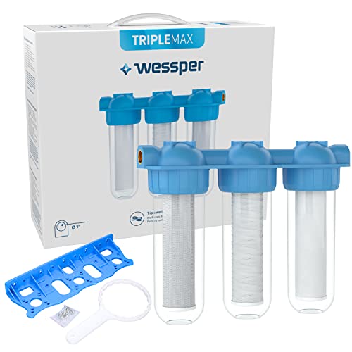 Wessper Filtro de agua 3-Etapas (¾') Filtro de sedimentos Carbón activado