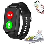 Senior Smart Watch with Fall Detection, Fall Alert Devices GPS Tracker, IP67 Waterproof, 600mAh Battery Capacity & 5-15 Meters Positioning Accuracy for Patients and Elderly Black