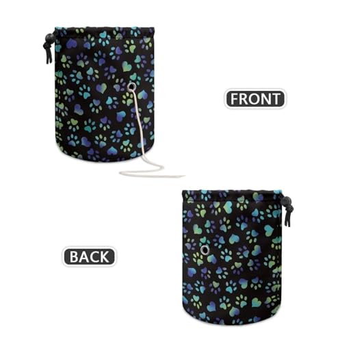 Image of Sellikakes Yarn Bag Knitting Storage Bag, Blue Dog Paws Small Crochet Bag Portable Knitting Bag Organizer Yarn Storage Knitting Bags, Store Skein Ball, Needles Accessories