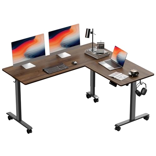 BEXEVUE Escritorio Esquina Elevable Eléctrico - 160x140cm Ergonómico Escritorio de Pie Ajustable en Altura, Mesa en Forma L Angulo Reversible, Sistema Anticolisión 3 Funciones Memoria, Oficina Hogar