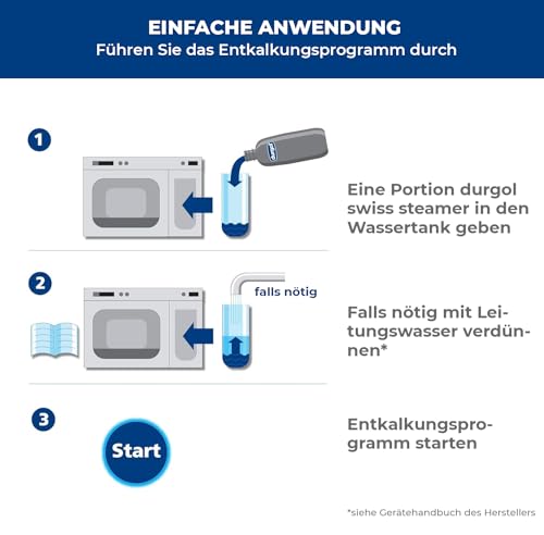 durgol swiss steamer Spezial-Entkalker – Kalkentferner für Steamer bzw. Dampfgarer aller Marken – 1x500ml, Blau