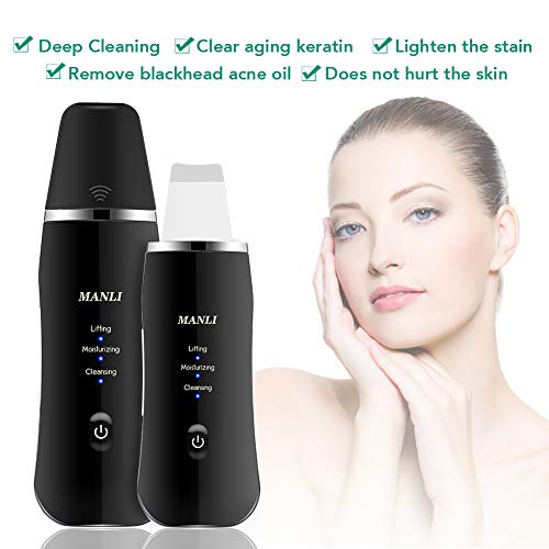 MANLI Skin Scrubber, Facial Scrubber Blackhead Remover Facial Lifting Tool, Facial Pores Cleaner and Skin Exfoliator for Skin Deep Cleaning, Comedone Extractor Cordless Face Pore Scrubber