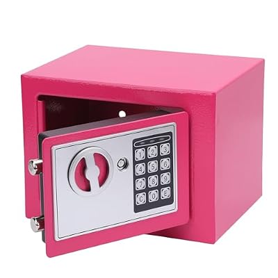Omquot Small Steel Home Safe Box Fashion Electronic Safe Box Pink for Home Use