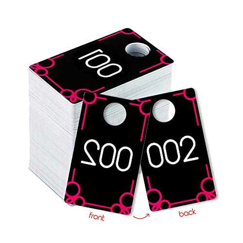 Zilpoo Live Sale Plastic Tags, 001-500 Number Series, Pink Normal and Reversed Mirrored Image Accessories Supplies Business Cards, Select a Set of 100 Numbers (001-100)