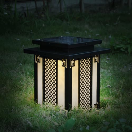 HZWJIA Dusk to Dawn Outdoor Pillar Light 11.8inModern Simple High Voltage Wired Patio Garden Landscape Lighting Pillar Light Black Square IP65Rated Waterproof Pillar Light for Villa Fence Gate Pillar