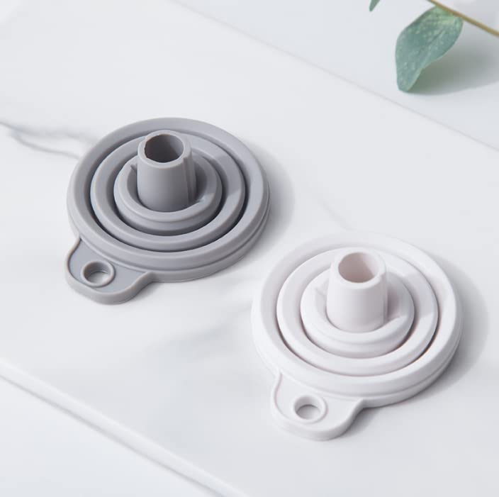 2 PCS Silicone Collapsible Funnel Flexible Portable Mini Silicone Foldable Funnel for Liquid/Powder Transfer Hopper Food Grade Silicone Funnel