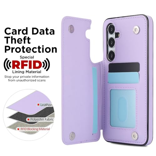 Asuwish Phone Case for Samsung Galaxy S24 Plus S24+ 5G Wallet Cover with Tempered Glass Screen Protector and Leather RFID Card Holder Stand Cell Accessories S24plus 24S + S 24 24+ Women Men Purple - image 2