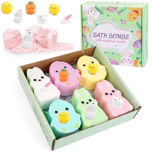 NIGOWAYS 6 Pack Easter Bath Bombs,Bunny and Chicken Bath Bomb,Party Favor Basket Stuffers,Easter Gifts Bath Bombs for Women Girl Mom