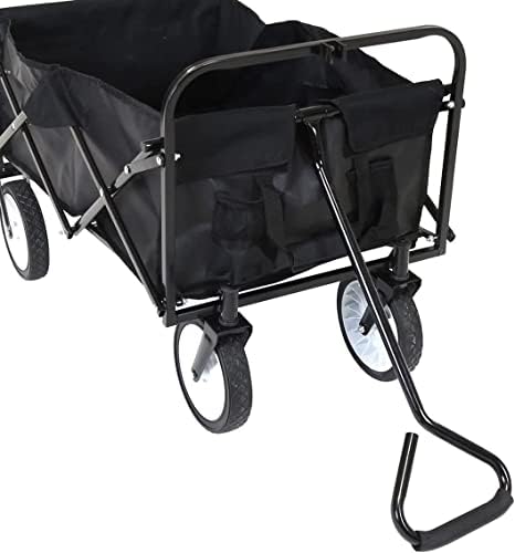 BLACK Heavy Duty Foldable Garden Trolley Cart Wagon Truck Wheelbarrow