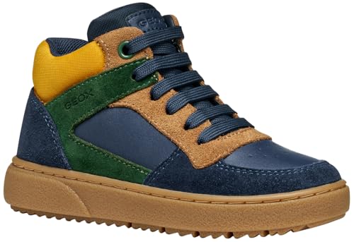Basket Geox J Theleven Boy bleu marine et vert en taille 31 EU