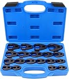Traurige 19-teiliges Crowfoot Schraubenschlüssel Set, CR-MO Stahl Ringmaulschlüssel Set mit 1/2 Zoll 3/8 Zoll Vierkantantrieb, 8-32 mm, mit Transportbox