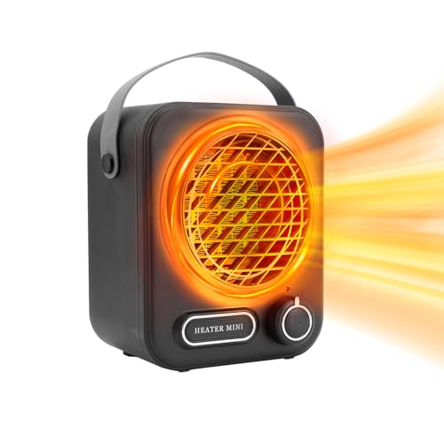 Mini Electric Heater for Home Achort Small Portable Ceramic Space Heater 1000W Heating Low Energy Heater Silent Quiet Heaters with 2 Heat Settings Tip-over Protection for Bedroom Office Desks Indoor