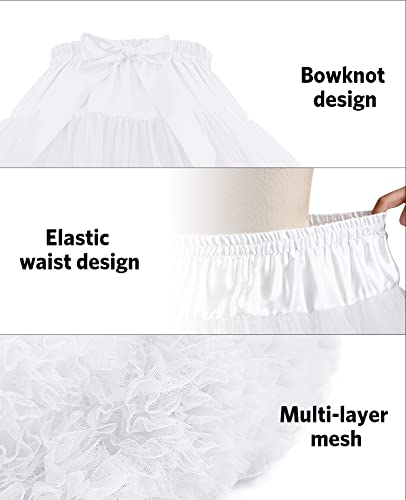 Women's Soft Puffy Tulle Petticoat Elastic Waist Princess Ballet Dance Short Tutu Skirts Party Pettiskirt White #TOP3
