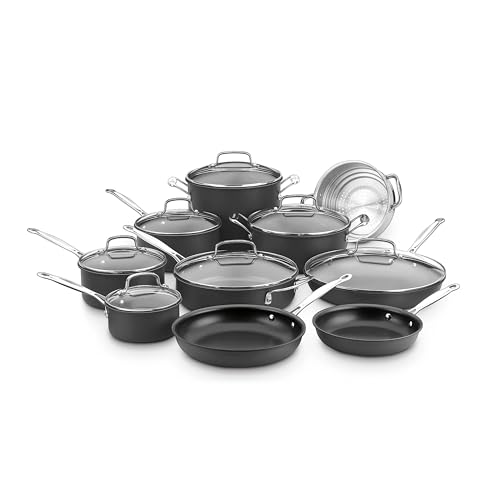 Image of Cuisinart Chef's Classic Nonstick Hard Anodized 17 Piece Set w /Tempered Glass Lids