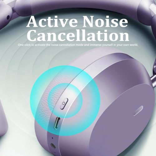 Image of Wentronic Y04 Wireless Over-Ear Headphones, Active Noise Cancelling, Purple