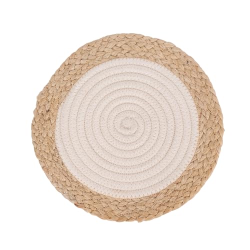 Image of DENOVA Cotton Rope Trivet for Hot Pots and Pans (Cream & Jute Line (Pack of 2)