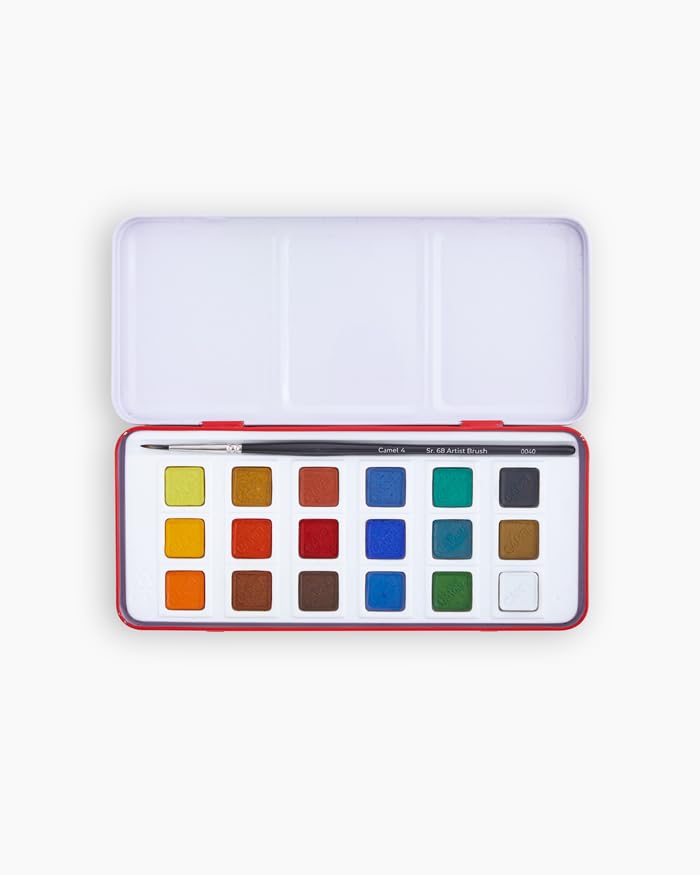 Image of Camel Artist Water Colour Cakes Set of 18 Shades | Premium Watercolour Paint Cakes for Artists, Students & Hobby Painting | Rich Pigmented Water Colours for Paper, Sketching, Illustration & School Art