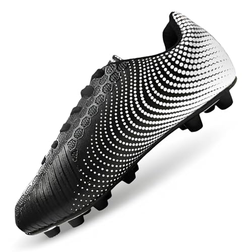 Vizari Stealth Firm Ground Soccer Cleats for Men & Women | Black Adult Football Shoes with Rubber Studs and Durable Synthetic Upper, Size - 6.5-13 (Unisex)