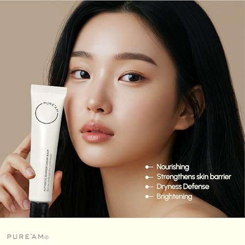 Image of PURE'AM Korean Barrier Repair Organic Moisturizer, Ceramide Cream For Dry & Sensitive Skin, Hydrating Face Balm, Moisturizer For Acne Prone Skin, 75ml (2.5 Fl Oz)