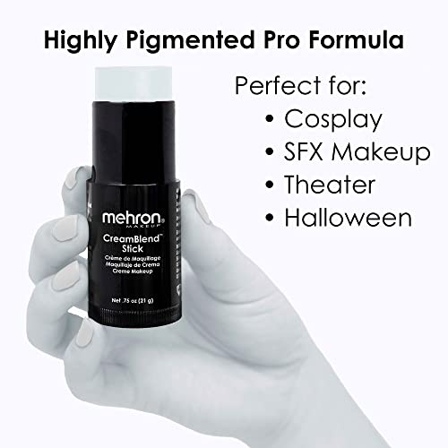 Image of Mehron Makeup CreamBlend Stick | Face Paint, Body Paint, & Foundation Cream Makeup | Perfect for Halloween .75 oz (21 g) (Moonlight White) | Made in the USA