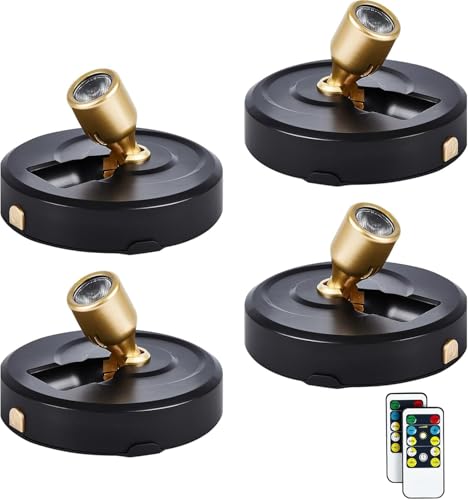 HOFUY 4-Pack Battery Powered LED Spotlight, Wireless Picture Lights, Uplighting Indoor, Puck Lights...