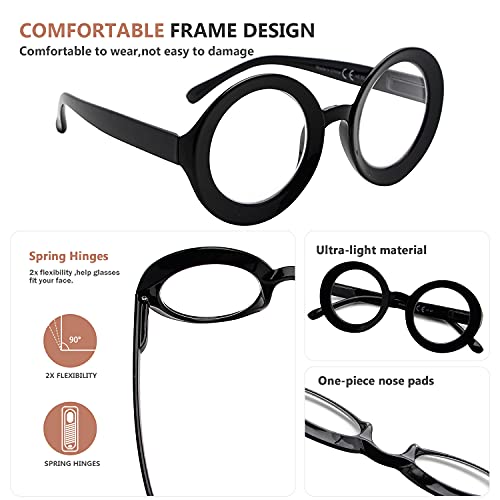 Image of Eyekepper Reading Glasses 0.50, Readers for Women, 4 Pack Oversized | Wide Women's Magnifying Glass, Womens Stylish Reader Eyeglasses with Spring Hinges, Ladies' Big Round Cheaters for Large Head