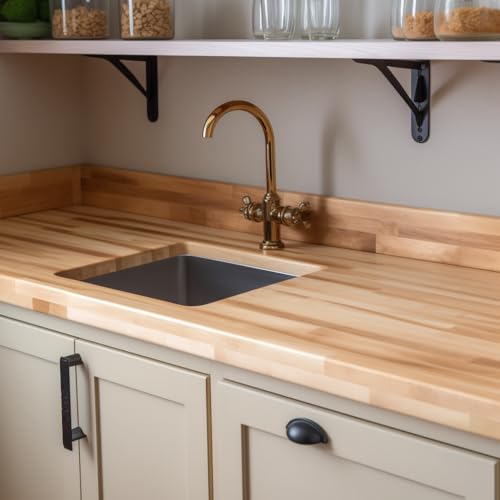 Image of Oak Wood Backsplash, 25x4x3 /4 inches, USA-Grown Solid Hardwood, Pre-Sanded & Pre-Finished, Ready to Use, Ideal for Pairing with CONSDAN Butcher Block Countertop