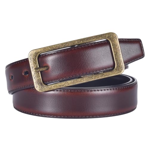 Women's Reversible 1.1" Leather Belts for Jeans Pants Dresses with Vintage Gold Buckle3