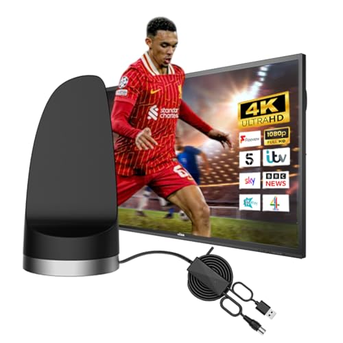 2025 Ultra HD 4K TV Aerial - Latest Digital Signal Booster, All TV & HDTV Freeview Channels, Crystal Clear 500km Range, TV Antenna for All House & Campervan Locations, Magnetic Base 2025 Ultra HD 4K TV Aerial - Latest Digital Signal Booster, All TV & HDTV Freeview Channels, Crystal Clear 500km Range, TV Antenna for All House & Campervan Locations, Magnetic Base