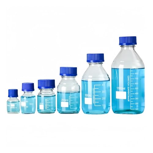 Botella de reactivo de laboratorio con tapa azul y boca roscada(100ml Brown)