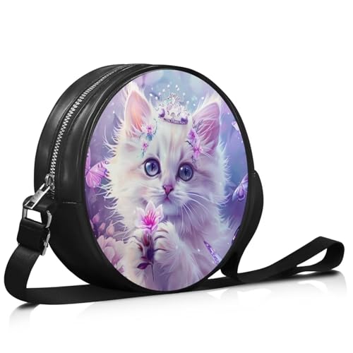 Leather Crossbody Bags for Women, Round Shoulder Purse Circle Bag Wallet Small Women Handbag